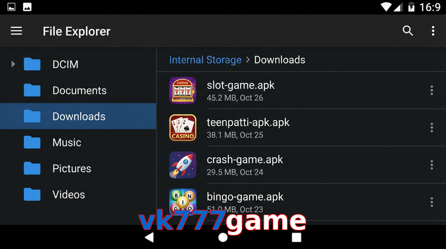 Main screen of Vk777game gameapk page for PK players